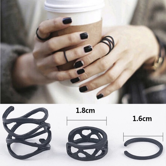 Jewelry - 🆕 Black 3 Midi Knuckle Ring Set
